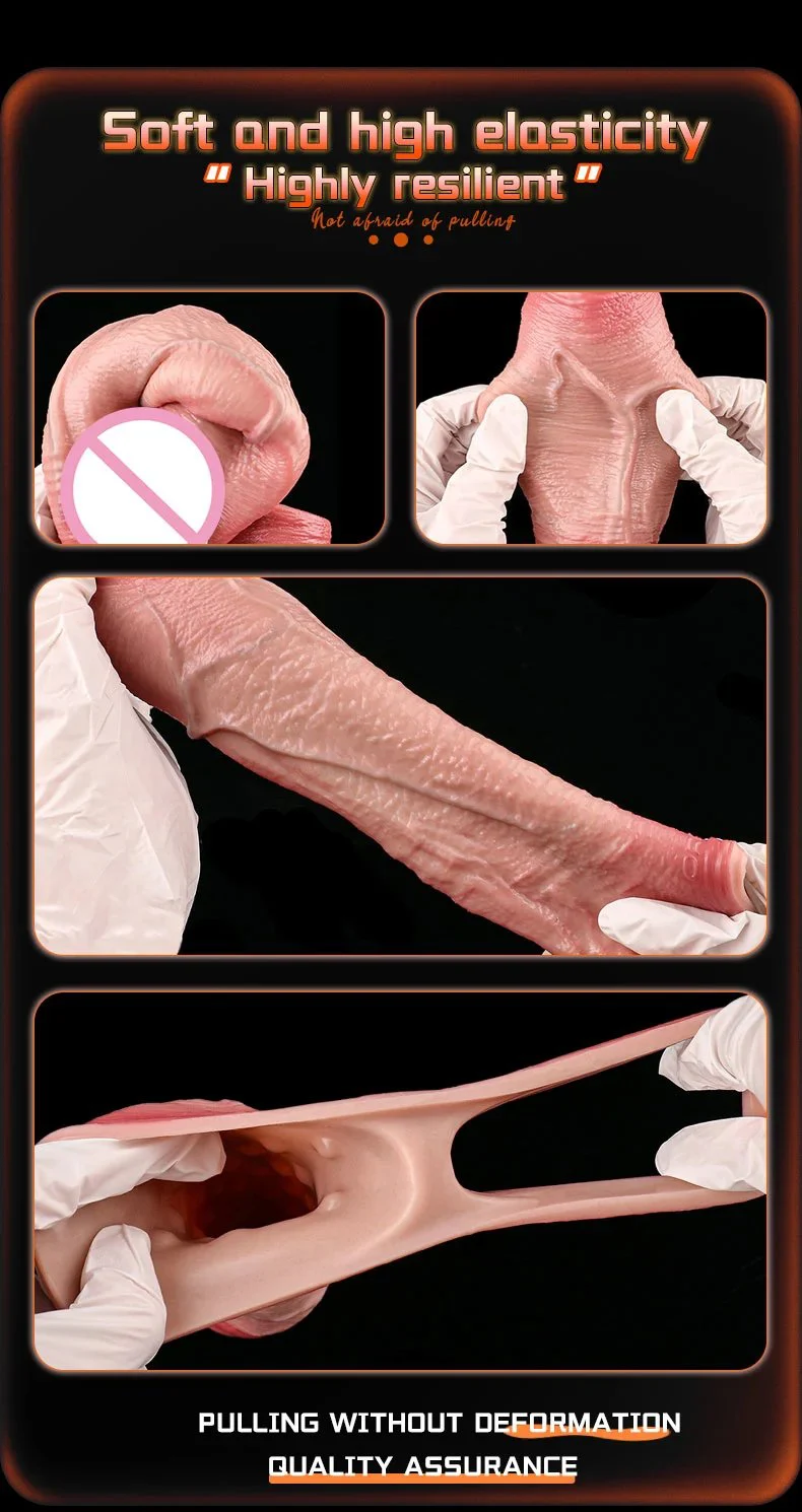 Silicone Hollow Dildo With Deep Veins Design Soft Male Penis Sleeve With Anti-drop for Men Delay Ejaculation Adult Toy