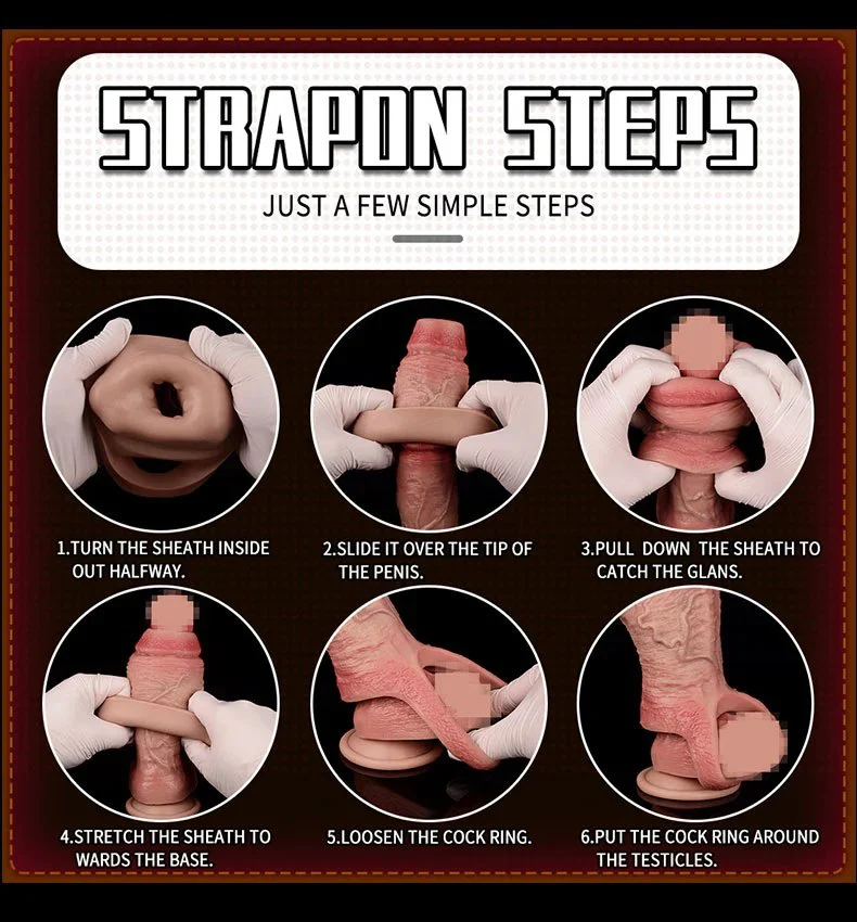 Silicone Hollow Dildo With Deep Veins Design Soft Male Penis Sleeve With Anti-drop for Men Delay Ejaculation Adult Toy