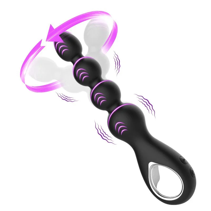 Electric Remote Control Two Section Rotation Vibrating Anal Plug Ring Pulling Beads