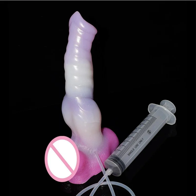10.24 Inch Large Animal Wolf Artificial Penis Squirting Silicone Sex Toy for Women