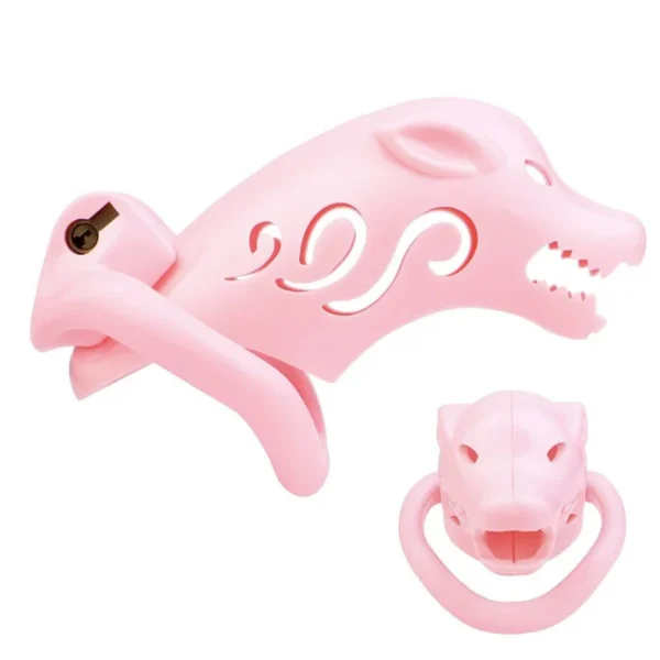 62 Pink Male Penis Cage 4 Cock Rings Long Penis Bondage Pig Chastity Cage Belt Cock Cage Bondage Restraint Man Sex Faak Toy