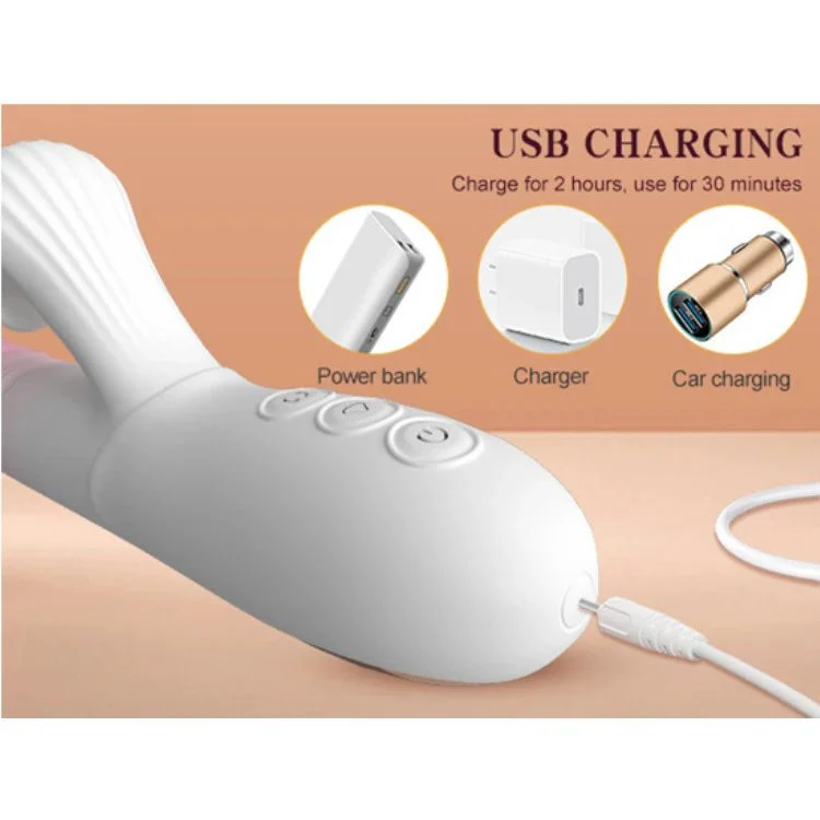 Lips Licking Rabbit Vibration Female Masturbation Telescopic Dildo Massager Sex Toys for Women