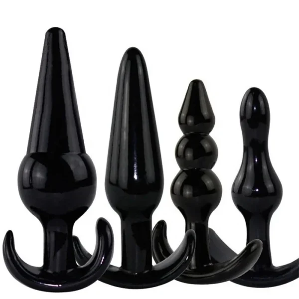 Pack of 4 Soft Silicone Butt Anal Plug Sex Toys for Adult Men and Women's Anal Masturbation Enjoy