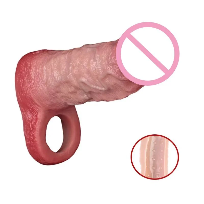 Safe Silicone Material Male Penis Extender Easy-to-wear Penis Sex Toy Internal Protrusions Enhance the Experience