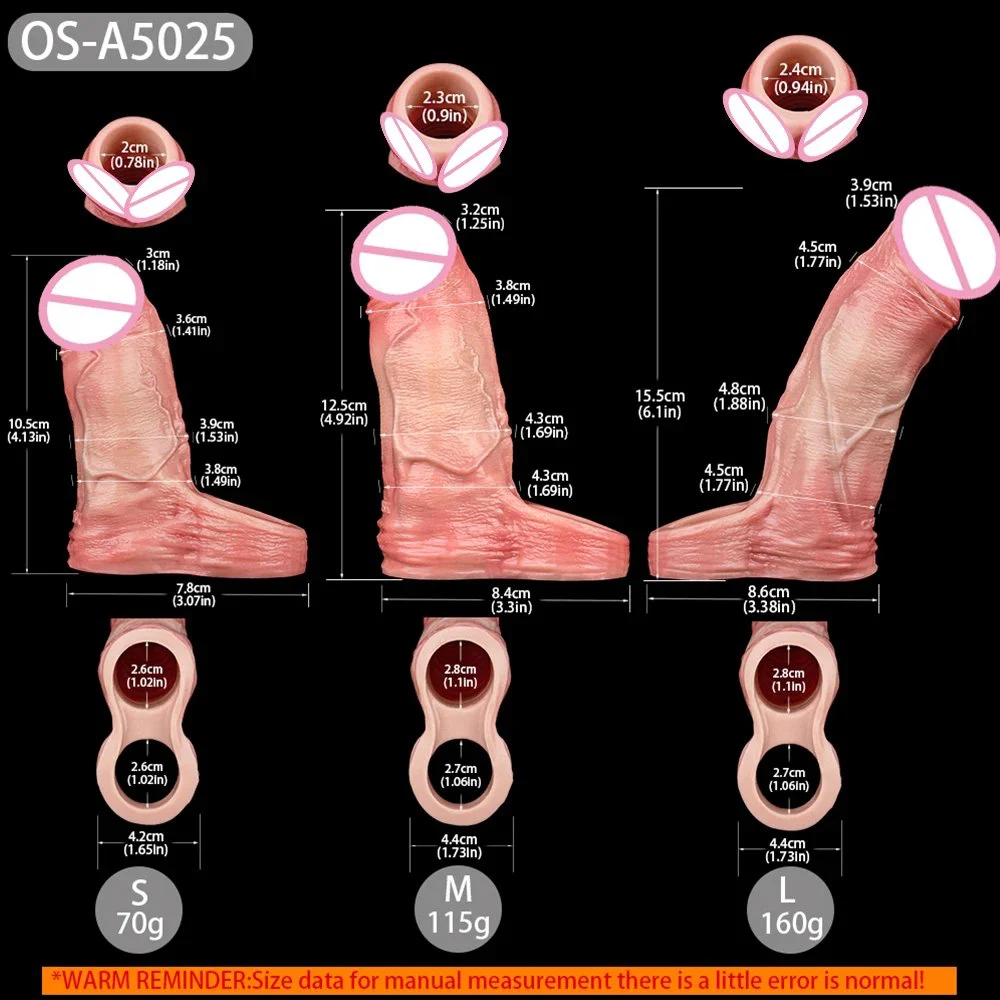Real Touch Sex Toy Penis Three Sizes Simulation Skin Liquid Silicone Material Waterproof Dildo Condom for Men