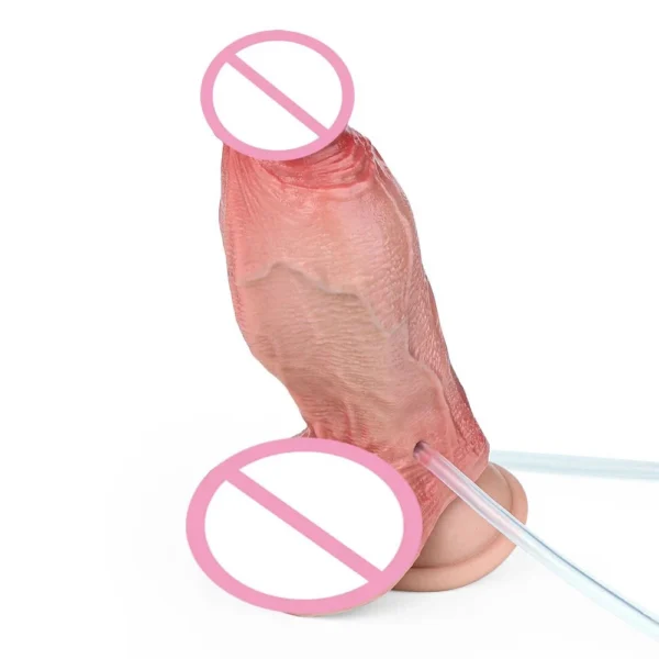 5.7 Inch Skin Inflatable Squirting Dildo Anal Plug Sex Toys Realistic Silicone Inflatable Orgsm Ejaculation Penis Expand Butt Plug