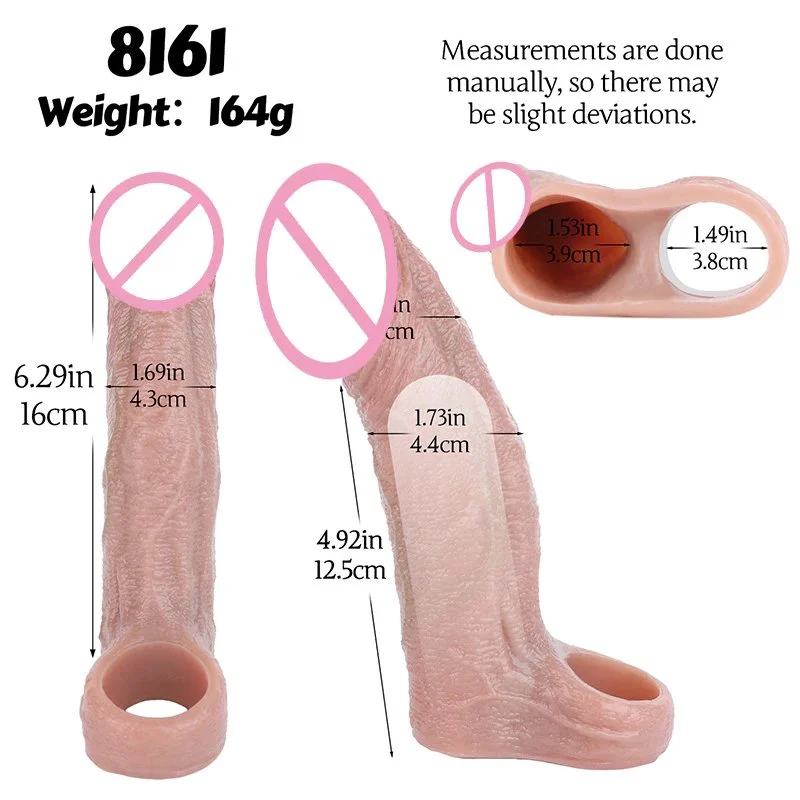 Soft Silicone Penis Ring Cock Sleeve Close Head Hollow Dildo Dick Enlargement Adult Sex Toy for Men Delay Ejaculation