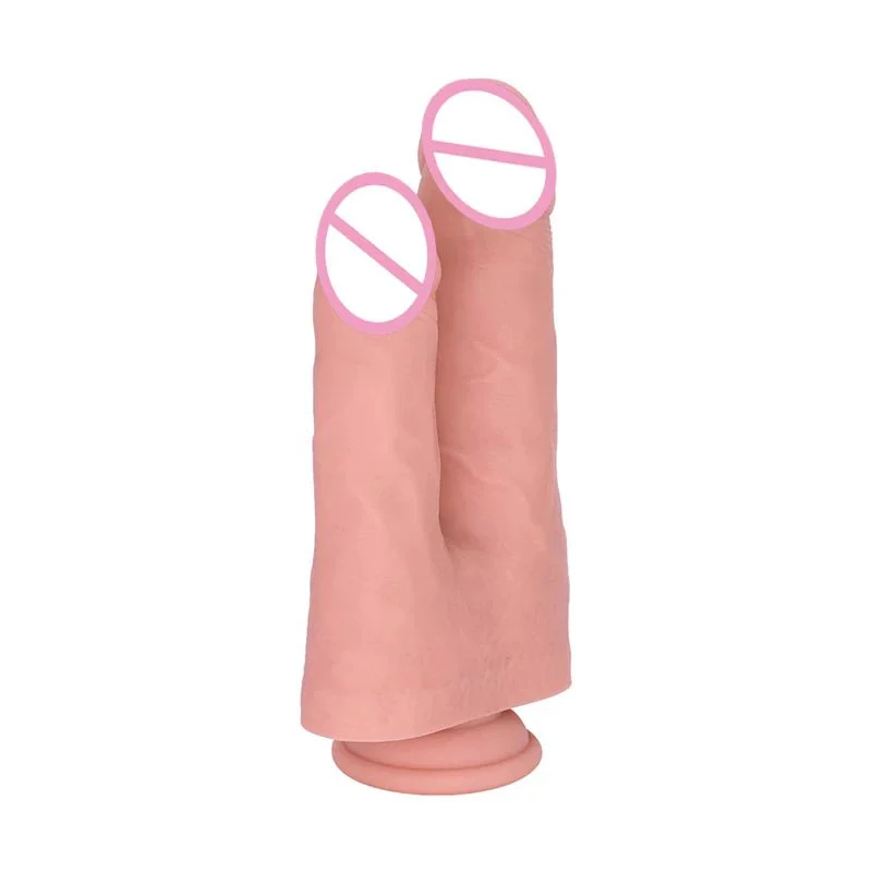 2in1 Big Artificial Penis Huge Thin Realistic Dildos Double Head Penetration Silicon Flesh Dildo for Lesbian Female Masturbation