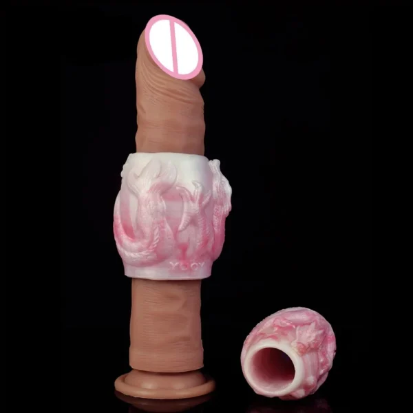 Silicone Male Penis Cover Dog Knot Cover for Man Penis Sleeve Extension Sleeve-Big Knot for Couple Games