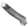 Vibrating Reusable Penis Sleeve Extender Men Delay Ejaculation Condom