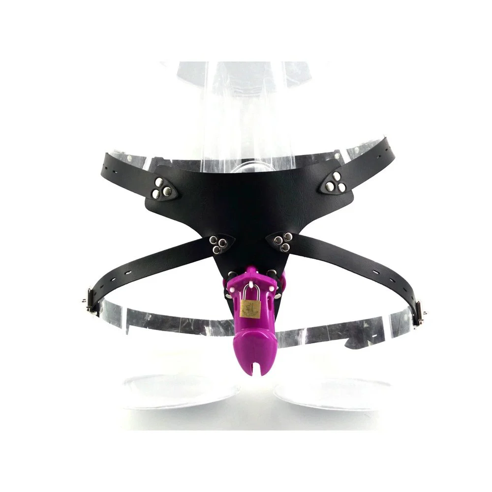 10cm Purple Plastic Penis Cage for Male Soft Men Chastity Device Keyholder Male Chastity Cage Belt Sex Shop Chastity Belt