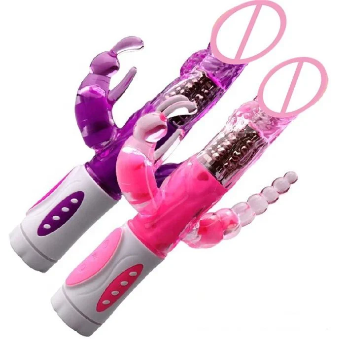 Top Electric Triple Rabbit Dildo Vibrator for Women With Rotating Head Massage Butterfly & G-Spot Features