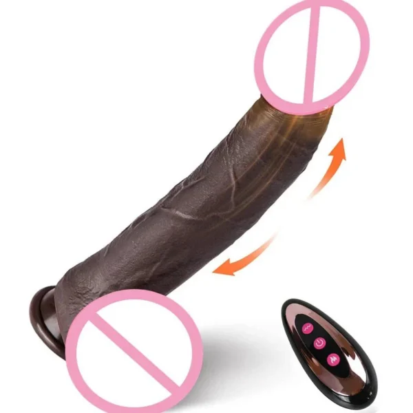 22CM Dark Brown Thick Big Suction Cup Realistic Vibrating Dildo Thrusting Dildo Vibrator Sex Toys