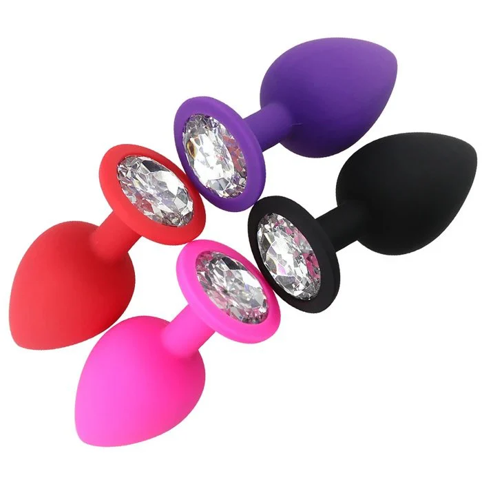 Colorful Glass Anal Dilator Women's Sex Toy Expandable Silicone Butt Plug for Couples