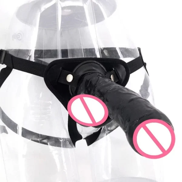 23.5cm 5cm Lifelike Thick Dildo Plastic Penis with Belt for Lesbian Strap on Dildo Prepuce Glans Sex