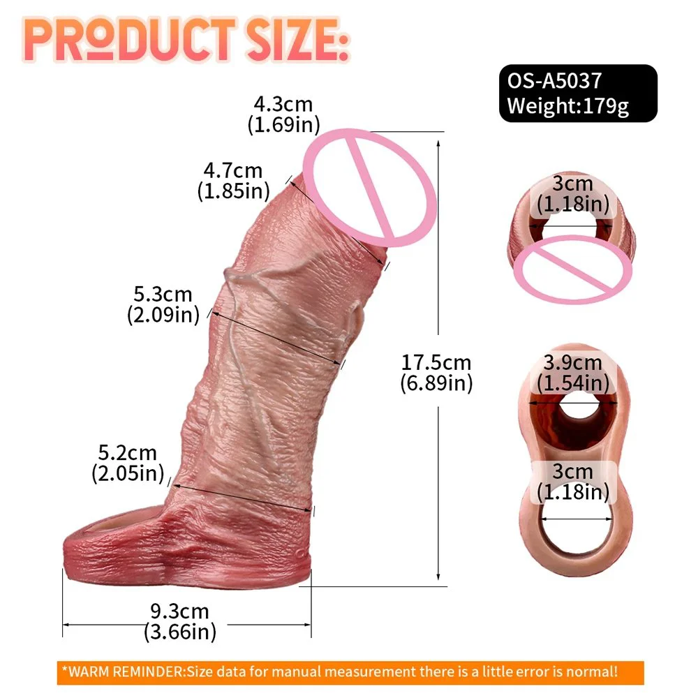 Silicone Hollow Dildo With Deep Veins Design Soft Male Penis Sleeve With Anti-drop for Men Delay Ejaculation Adult Toy