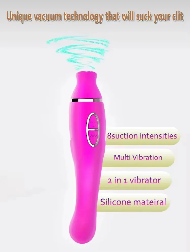 2-in-1 Suction Vibration AV Stick Massage Clitoris Silicone Material USB Charging Adult Female Sex Toy