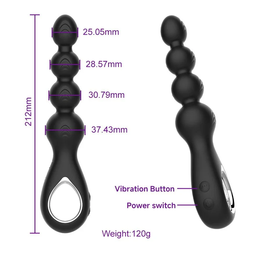 Electric Remote Control Two Section Rotation Vibrating Anal Plug Ring Pulling Beads