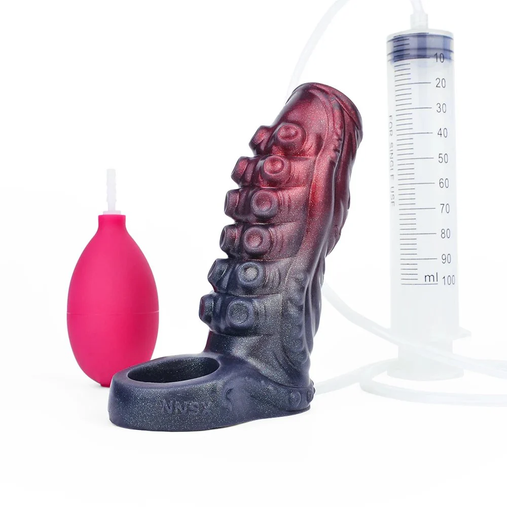 Soft Penis Enlargement Sleeve Fantasy Monster Silicone Dildo Penis Enlargement Spray Water Simulation Couple Sex Toys