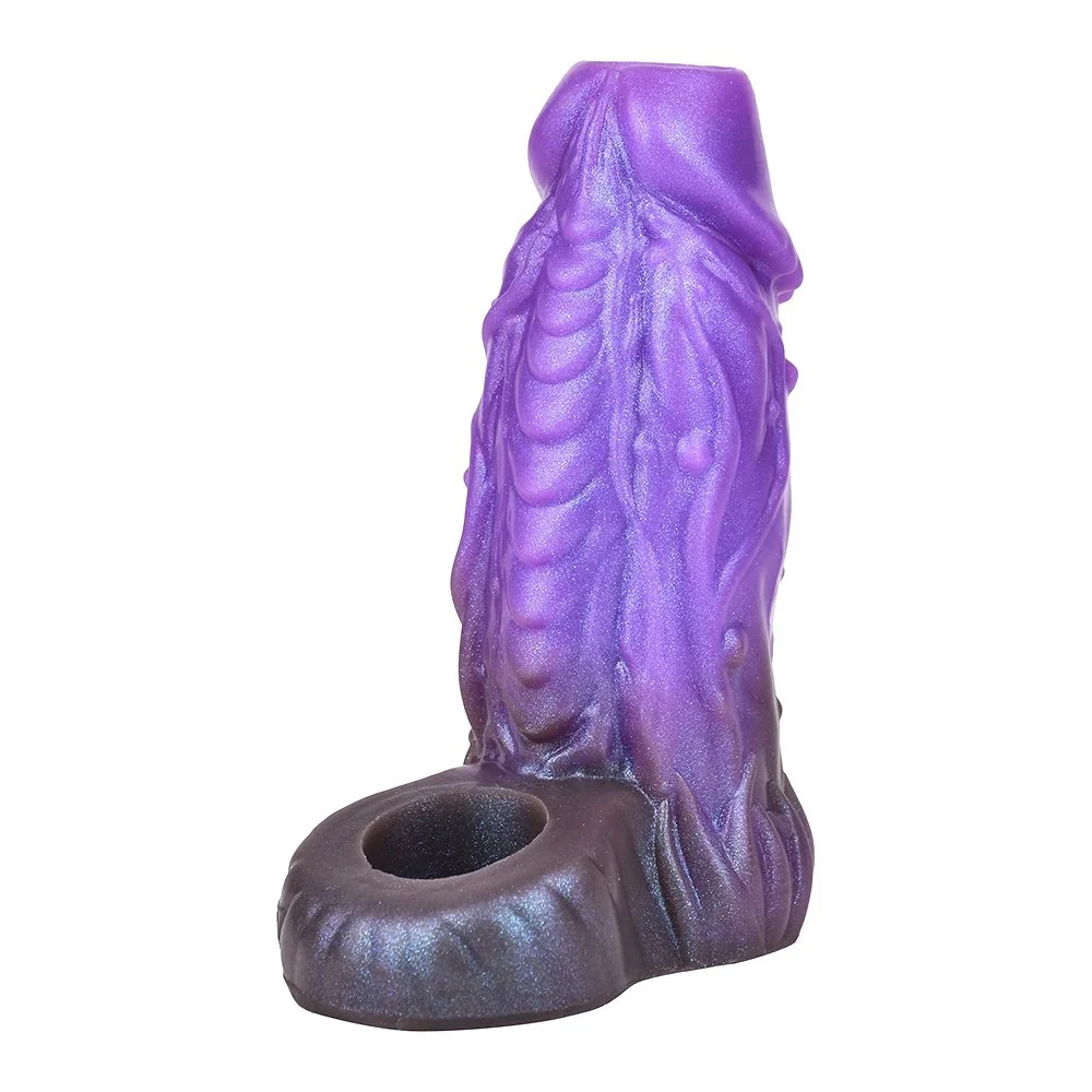 Soft Silicone Penis Enlargement Sleeve Amber Purple Fantasy Dildo Male Penis Extender Couple Sex Toys