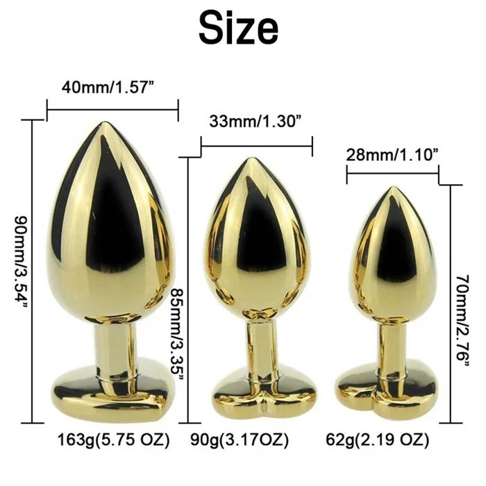 Couple Expanding Gold Anal Vibrator Butt Plug Stainless Steel Sexual Toy