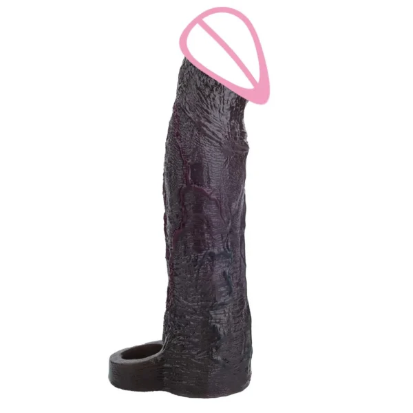 XL Realistic Vibrating Penis Cock Sleeve G-Spot Stimulator Hollow Dildo Ejaculation Delay Adult Sex Toy for Men