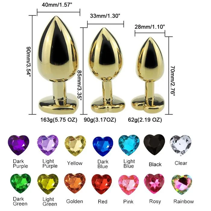 Couple Expanding Gold Anal Vibrator Butt Plug Stainless Steel Sexual Toy
