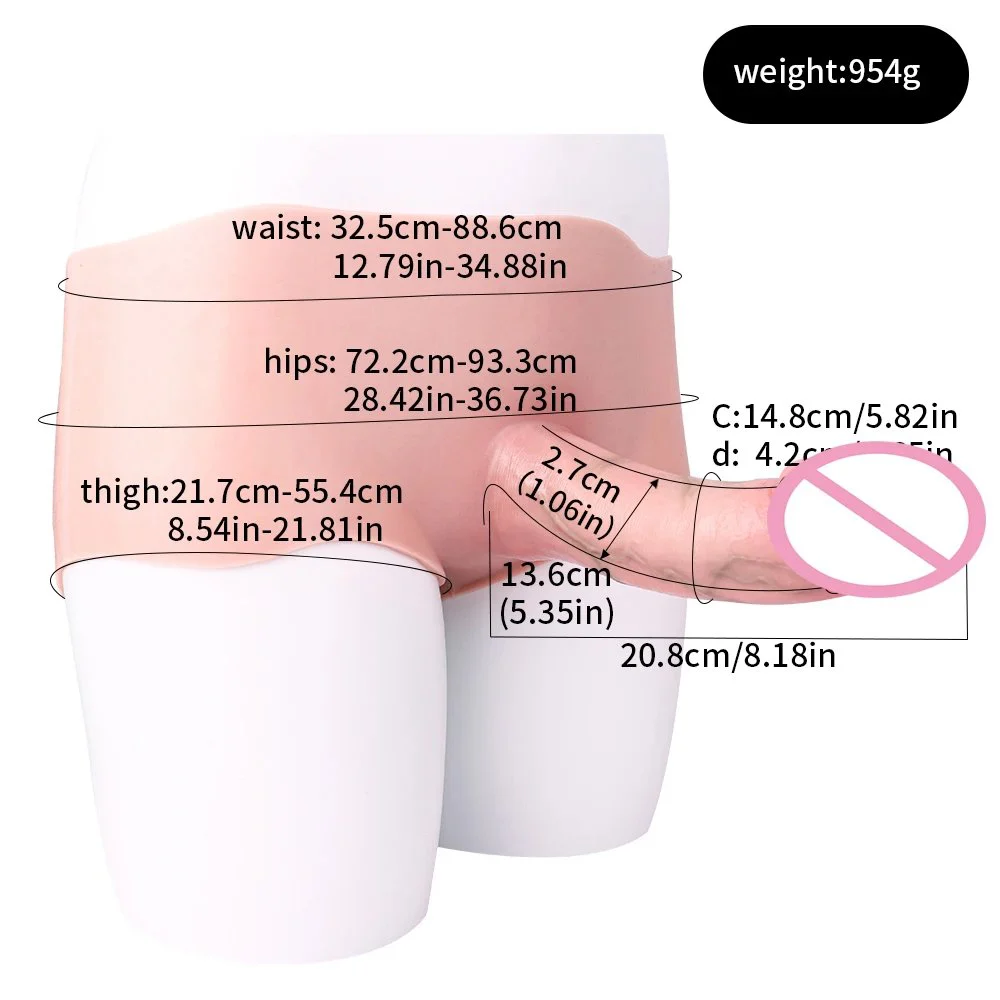 Strap-On Realistic Penis Sleeve Hollow Dildo Pants Delay Ejaculation Erotic Couple Tool