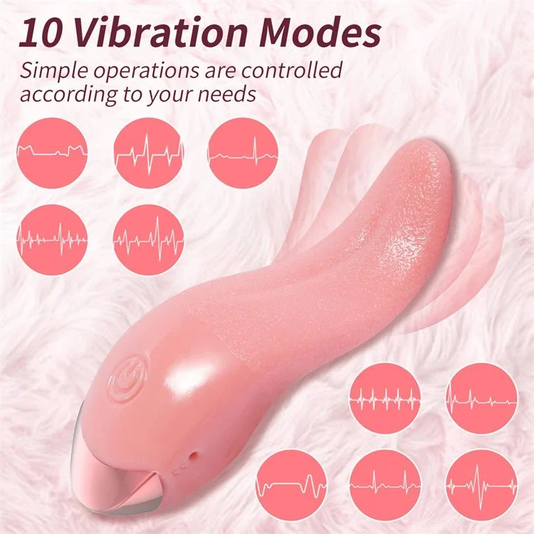 Silicone 10 Frequency Oral Sex Toys Adults Heating VibratingTongue Vibrator