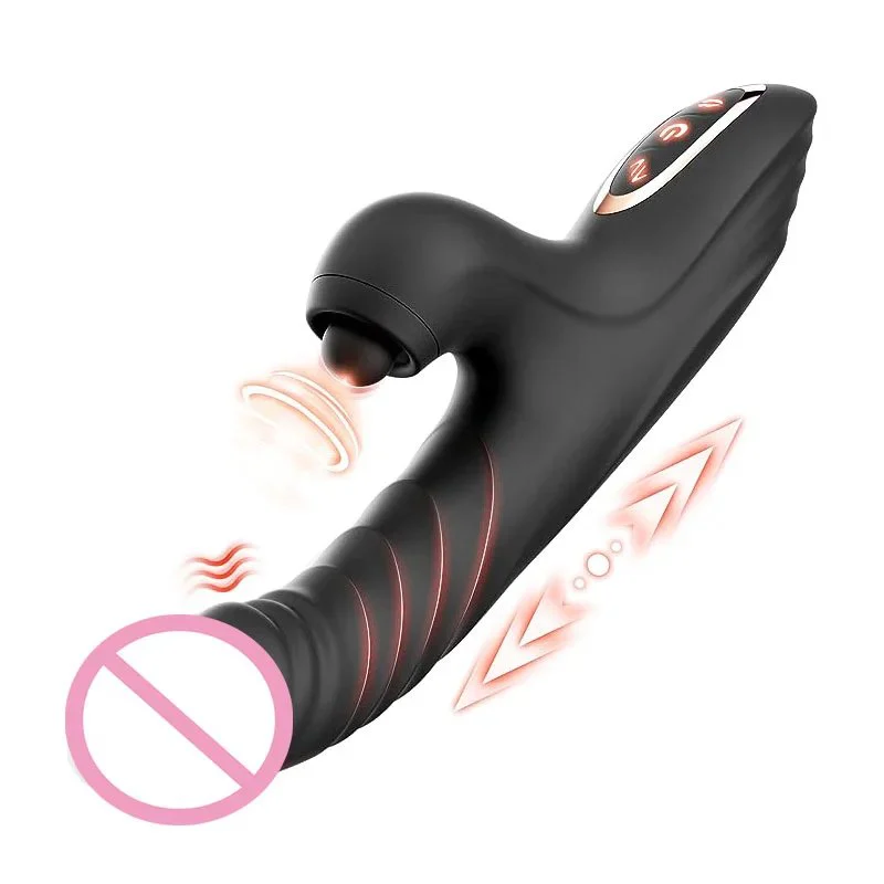 Portable Size USB Rechargeable G-point Vibrating Stick Multi-functional Tapping Sucking Female Masturbation