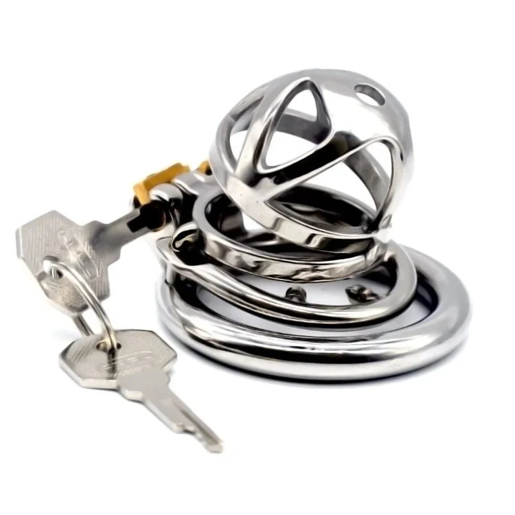4.9cm Chastity Cage Stainless Steel Lock Penis in Cage Chastity Cage with Key Holder Lock Male Chastity Device for Male