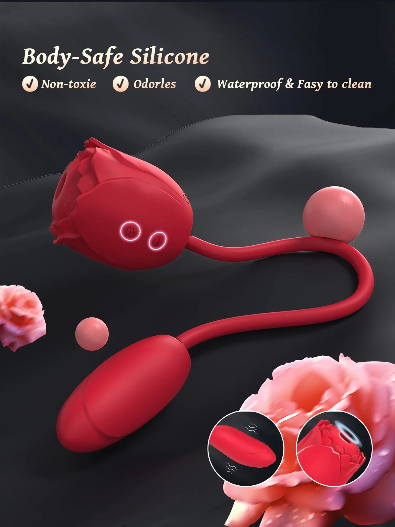 Adult Rose Shape Double Ended Bullet for Egg Vibrator Nipple Sucking Vibrating Masturbator Premium Sex Toy for