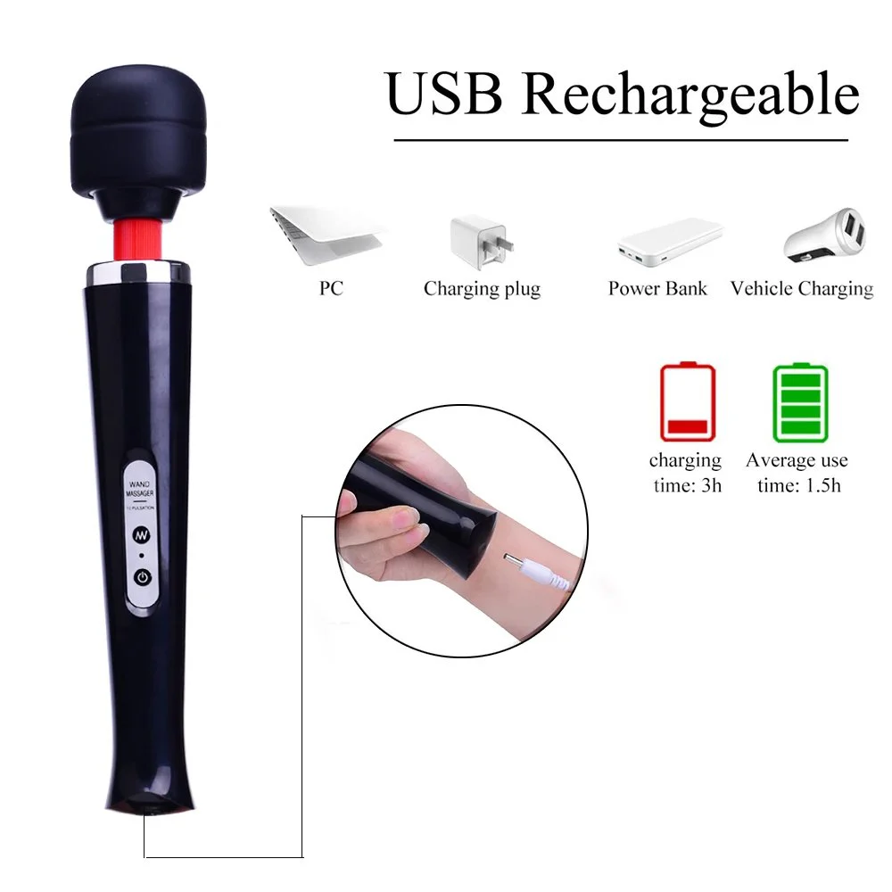 IPx6 Waterproof USB Rechargeable Portable Body Massage Hammer-10-Speed Vibration Flexible Head Low Noise for Women's