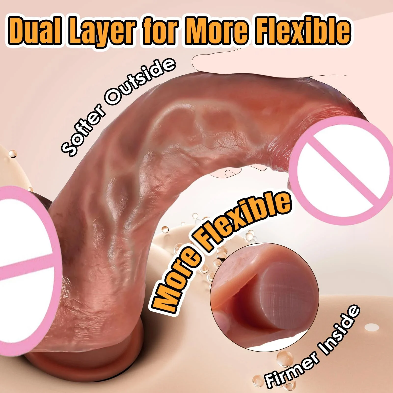 Realistic 8 Inch Thick Firm Flexible Anal Dildo Stronger Suction Cup Big Balls Soft Liquid Silicone Adult Sex Toys for Men