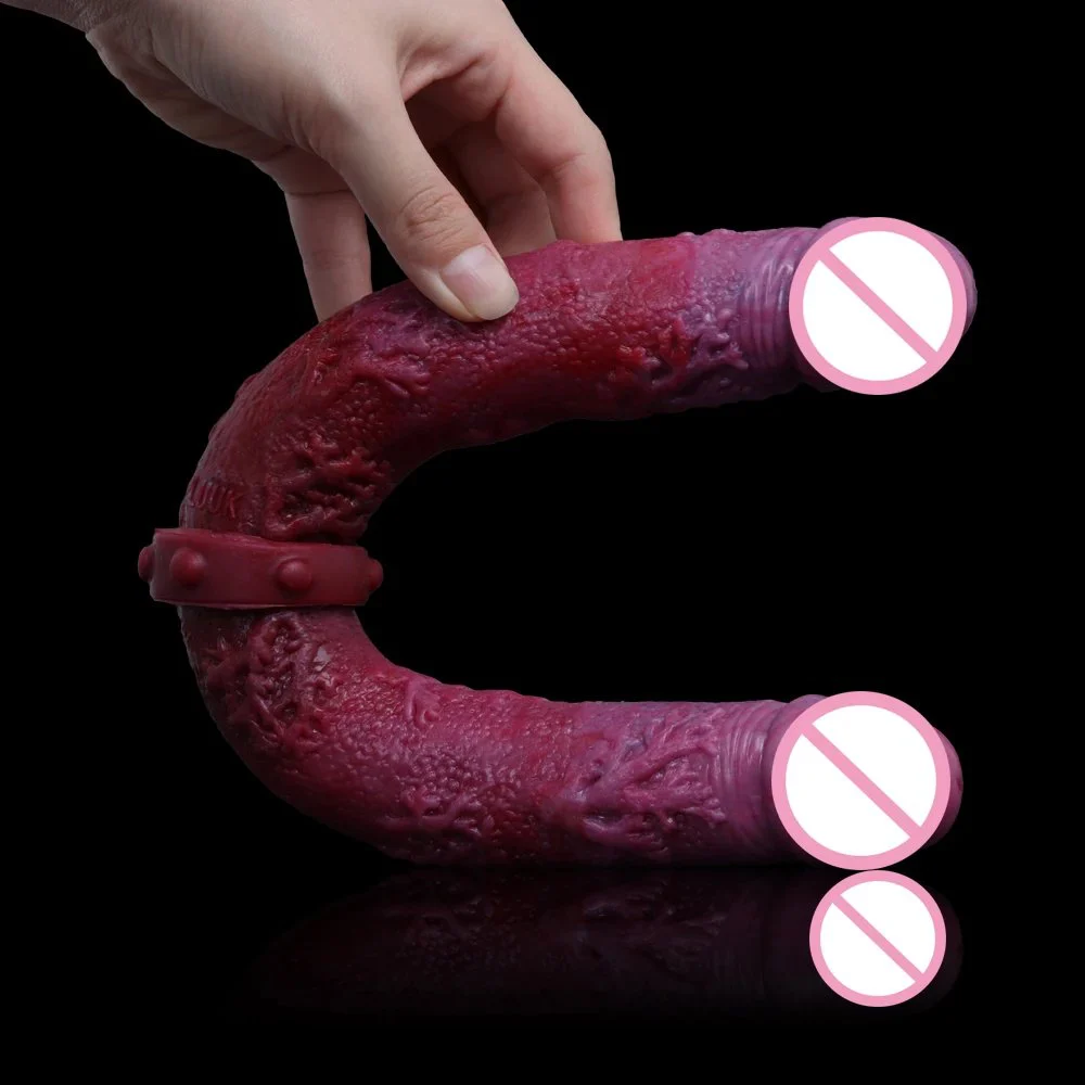 38cm Extra Long Double Headed Simulation Dildo for Gay Lesbian Sex Toys Realistic Silicone Rubber Rod Penis Adult Sex