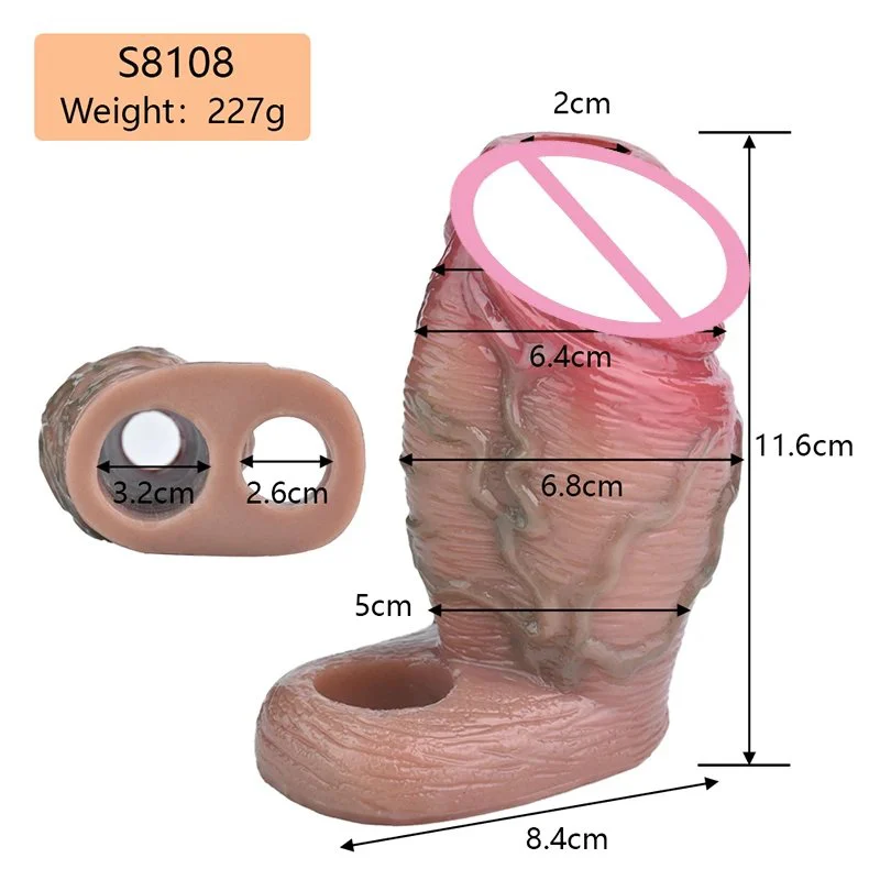 Silicone Dildo Sheath Realistic Penis Sleeve Soft Silicone Sex Toys Stretchable Cock Enlargement Male Masturbator