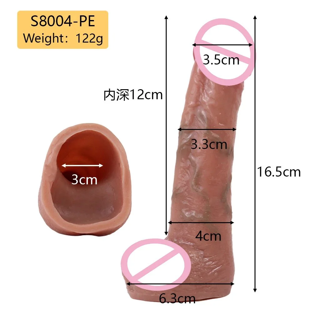 Silicone Male Realistic Penis Sleeve Extender Cock Sleeve Enlargement Delay Ejaculation Cock Ring Sex Toy for Men