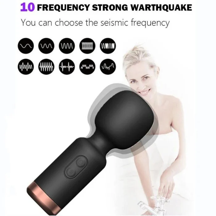 Portable USB Rechargeable 10 Frequency Silicone Vibrating Wand Massage for Women Clitoral & G-Spot Stimulator Sex Toys