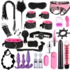 Erotic Handcuffs Nipple Clamps Gag Whip Rope Bondage Gear Sex Toys for Couples Sex Bondage Set