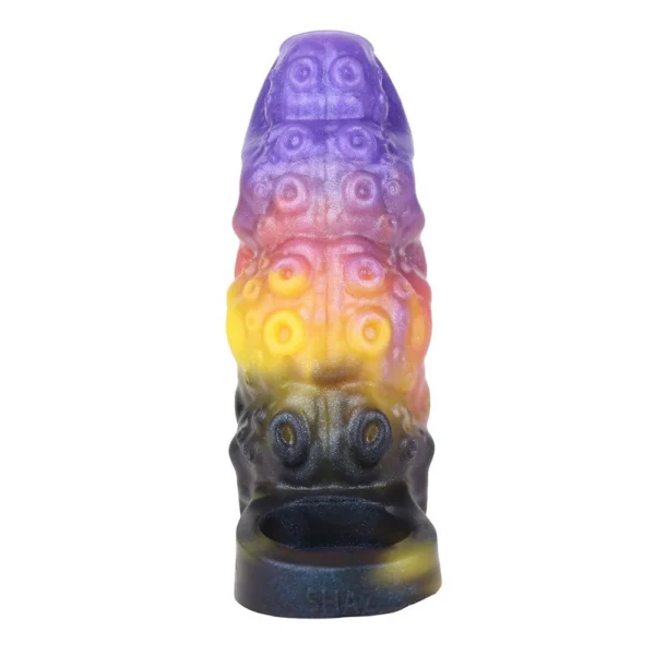 Soft Silicone Open Penis Enlargement Sleeve Allure Blaze Fantasy Monster Dildo Male Penis Extender Sex Toys