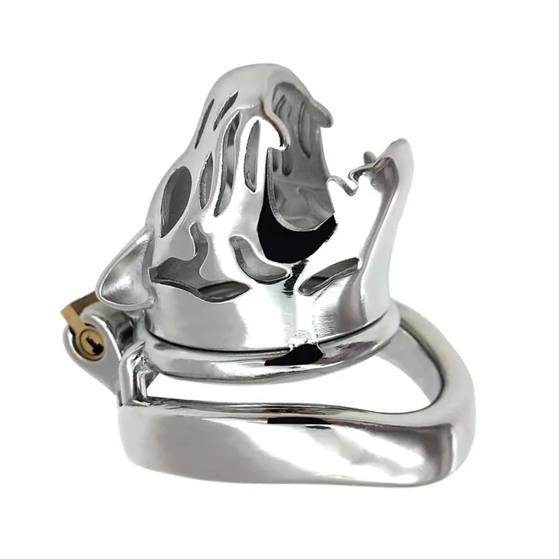 6cm Curved Ring Lock Male Penis Restrain Cage Chastity Device 304 Stainless Steel Cock Cage with Keyholder for Man