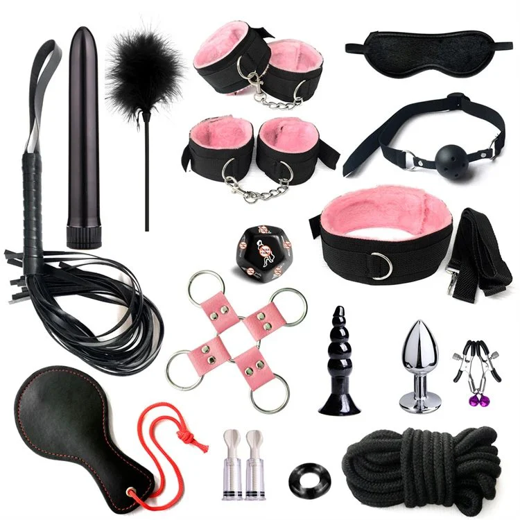 Erotic Sex Toy for Couples Adult Games 17PCS Bondage Restraints Kits Sex Handcuffs Whip Anal