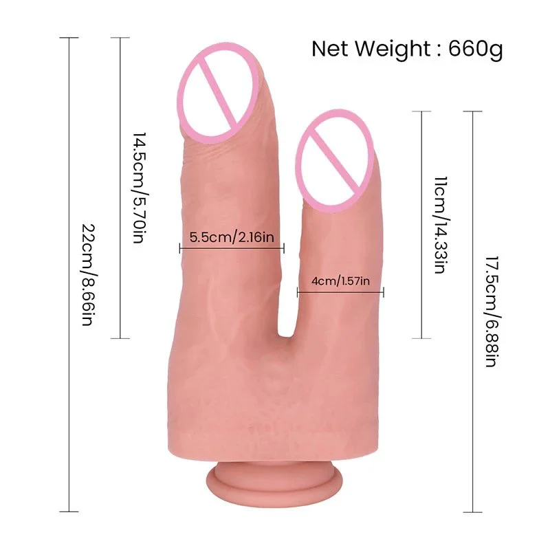 2in1 Big Artificial Penis Huge Thin Realistic Dildos Double Head Penetration Silicon Flesh Dildo for Lesbian Female Masturbation