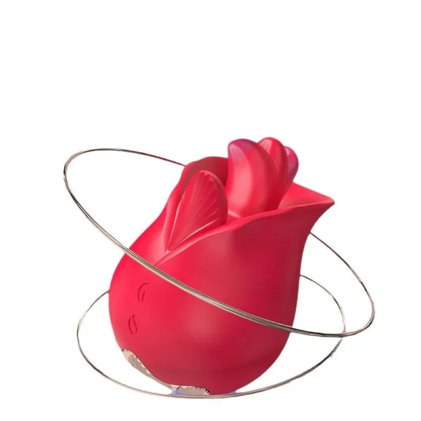 Female Rose Vibrator with Tongue Licking Function Double Motor Powerful Vibration Personal Massager for Women