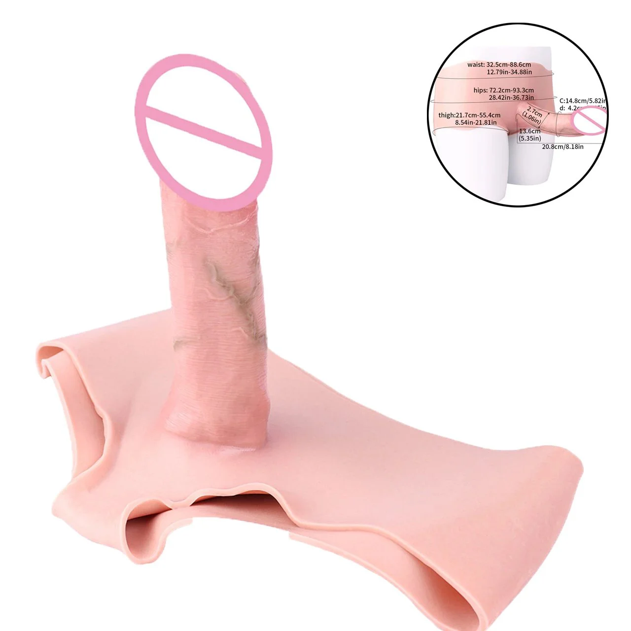 Strap-On Realistic Penis Sleeve Hollow Dildo Pants Delay Ejaculation Erotic Couple Tool
