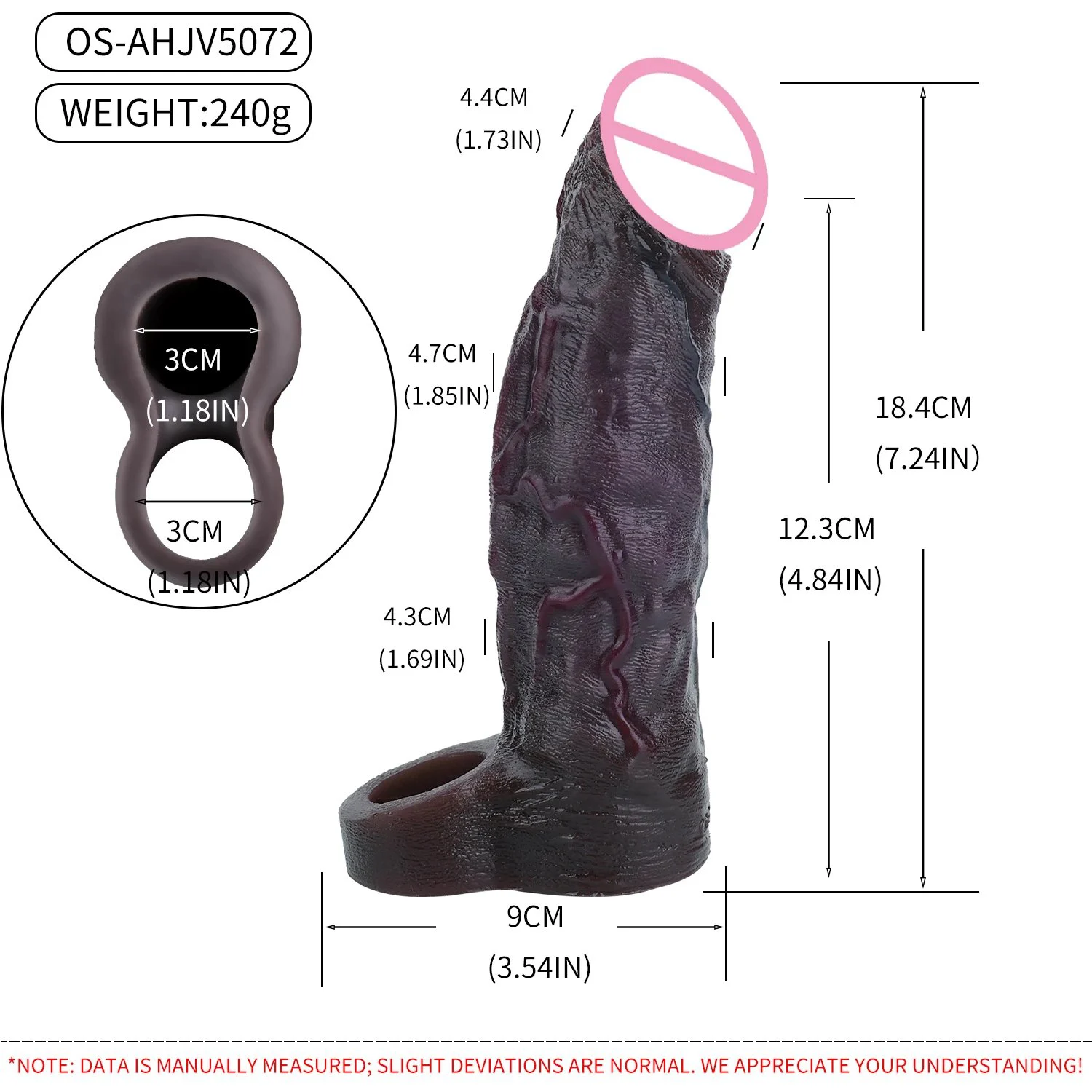 Soft Silicone Vibrating Penis Extension Sleeve Multi Frequency Vibration Closed Tip Male Enhancer