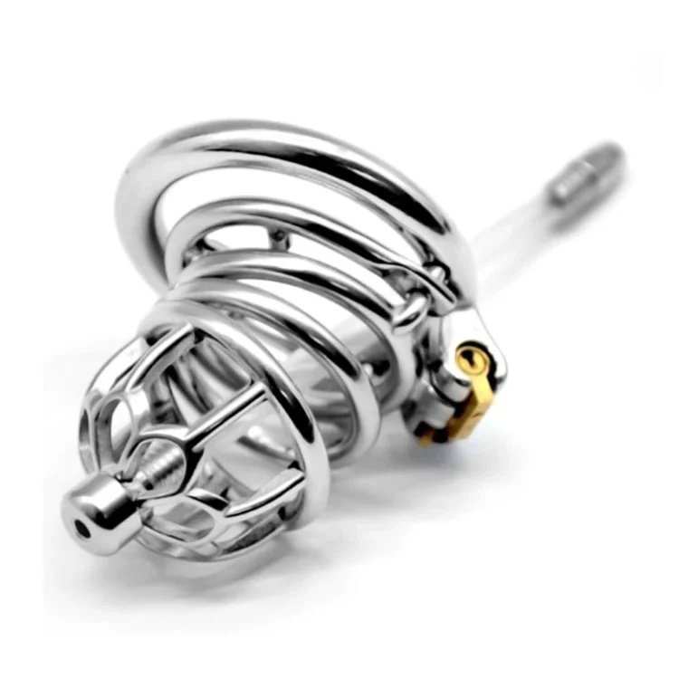 1Sex Shop Stainless Steel Stealth Lock Male Device with Anti-Shedding Ring Cock Cage Belt Penis-Rings,3 Replaceable Collars