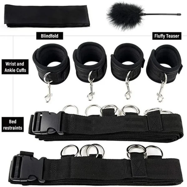 Flirting Feather Sexy Eye Masks Blindfold Restraints Straps Sex Toys Bed Bondage Set 3PCS