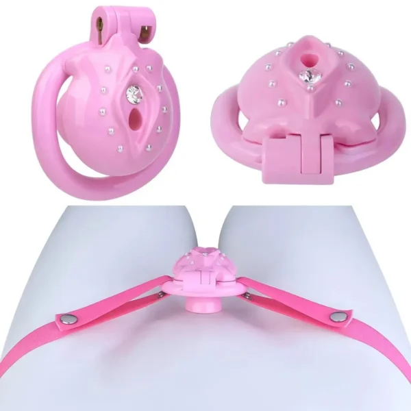 Inverted Flat Pinky Chastity Cage Clitoris 4 Size Ring Wearable Kit for Femboy Chastity Cage Belt Sissy Toys