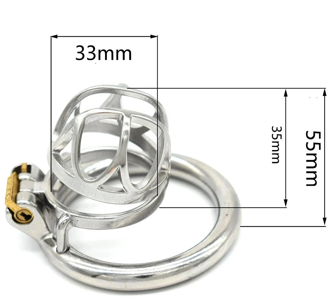 55mm 304 Stainless Steel Chastity Device Short Lock Penis Cage with Keyholder Male Sm Sex Toys for Adult